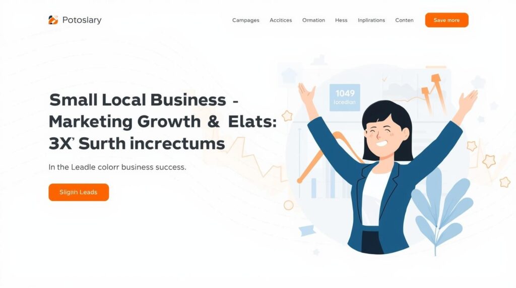 Digital marketing success illustration showing business growth chart and increased leads